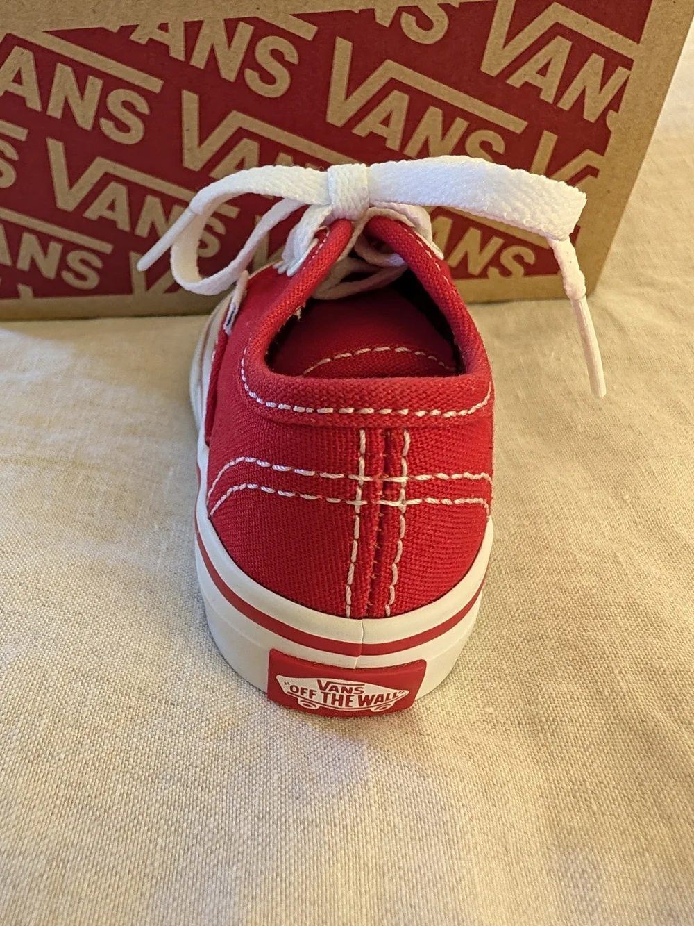 Vans Authentic Red Canvas Toddler Lace-Up Shoes
